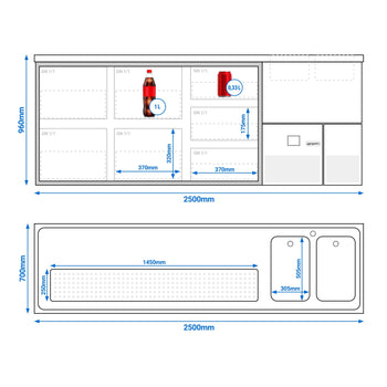 Barowy stół chłodniczy PREMIUM - 2500x700mm - 7 szklanych szuflad - Prime Gastro
