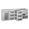 Direct Draw Beer Dispenser / Kegerator PREMIUM - 2500x700mm - Single Glass Door & 6 Drawers