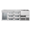 Direct Draw Beer Dispenser / Kegerator PREMIUM - 2500x700mm - Single Glass Door & 6 Drawers
