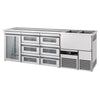 Direct Draw Beer Dispenser / Kegerator PREMIUM - 2500x700mm - Single Glass Door & 6 Drawers
