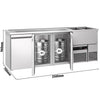 Bar refrigerated counter PREMIUM – 2500 x 700 mm – with 3 doors