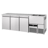 Bar refrigerated counter PREMIUM – 2500 x 700 mm – with 3 doors