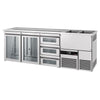 Direct Draw Beer Dispenser / Kegerator PREMIUM - 2500x700mm - Double Glass Doors & 3 Drawers