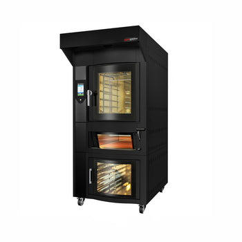 Obrotowy elektryczny piec piekarniczy konwekcyjny - 6x EN 60x40 - Touch - włącznie z piecem do pizzy, garownikiem & garownikiem