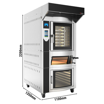 Piec obrotowy elektryczny - dotykowy - 6x EN 600x400 & piec do pizzy - z okapem & komorą rozrostu