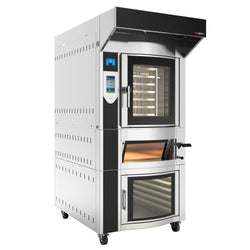 Piec obrotowy elektryczny - dotykowy - 6x EN 600x400 & piec do pizzy - z okapem & komorą rozrostu
