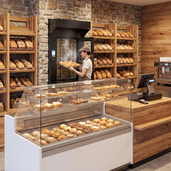 Obrotowy piec piekarniczy konwekcyjny - Touch - 10x EN 600x400 - włącznie z okapem & garownikiem