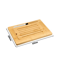 (5 sztuk) Deska do krojenia chleba wraz z nożem – bambus – 280 x 420 x 20 mm