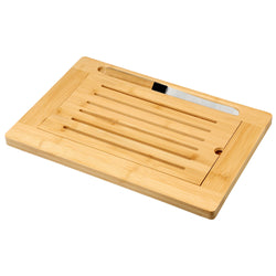(5 sztuk) Deska do krojenia chleba wraz z nożem – bambus – 280 x 420 x 20 mm