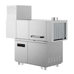 Zmywarka taśmowa – cyfrowa – 47 kW – z suszarką – wraz ze stołem załadowczym do zmywarki po prawej stronie i stołem wyładowczym po lewej stronie