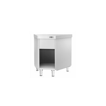 Szafka robocza narożna ze stali nierdzewnej - 984x663mm - z model zamknięty, półka regulowana