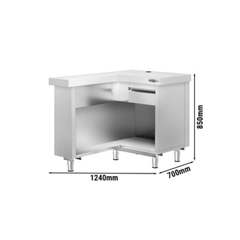 Lada Kasowa KOPENHAGEN - 1240mm - Lewa - Stal nierdzewna - Prime Gastro