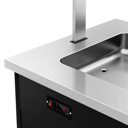 Wózek bufetowy na dania ciepłe GDAŃSK - 1900 mm - na 5 pojemników GN 1/1 - z wysuwaną półką na tace - czarny