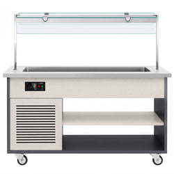 Wózek bufetowy zimny PARYŻ – 1670 mm – na 4x GN 1/1 – od +2 do +8 °C – z wanną chłodniczą, półką na talerze i kółkami, image 6 of 13