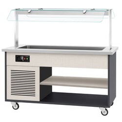 Wózek bufetowy zimny PARYŻ – 1670 mm – na 4x GN 1/1 – od +2 do +8 °C – z wanną chłodniczą, półką na talerze i kółkami, image 7 of 13