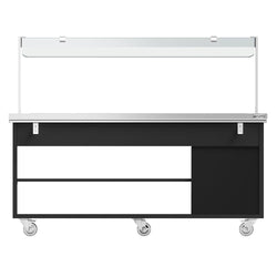 Wózek bufetowy na dania ciepłe GDAŃSK - 1900 mm - na 5 pojemników GN 1/1 - z wysuwaną półką na tace - czarny