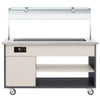 Wózek bufetowy ciepły PARYŻ – 1670 mm – na 4x GN 1/1 – od +30 do +90 °C – z bemarem, półką na talerze i kółkami, image 6 of 13