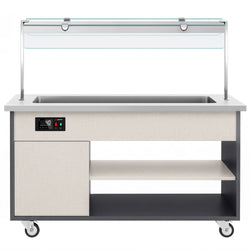 Wózek bufetowy ciepły PARYŻ – 1670 mm – na 4x GN 1/1 – od +30 do +90 °C – z bemarem, półką na talerze i kółkami, image 6 of 13