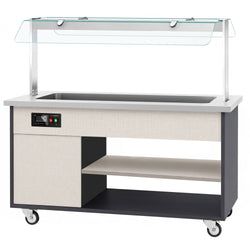 Wózek bufetowy ciepły PARYŻ – 1670 mm – na 4x GN 1/1 – od +30 do +90 °C – z bemarem, półką na talerze i kółkami, image 7 of 13