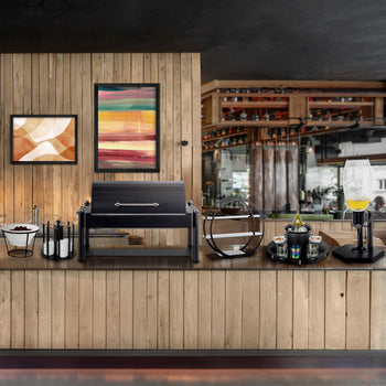 Zestaw barowy z chłodziarką do butelek i 2 miskami na przekąski - czarny - Prime Gastro