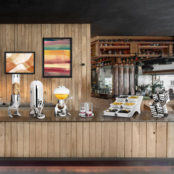 Etażer / Stojak bufetowy - chrom - włącznie z 6 miskami z melaminy - kwadratowy - Prime Gastro