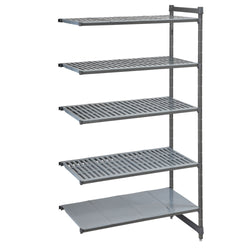 CAMBRO | Camshelving® - Basics Plus - regał nadstawny - 870 mm - z 4 półkami z otworami i 1 półką zamkniętą