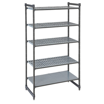 CAMBRO | Camshelving® - Basics Plus - Regał podstawowy - 1220 mm - z 4 półkami szczelinowymi i 1 pełną półką - Prime Gastro