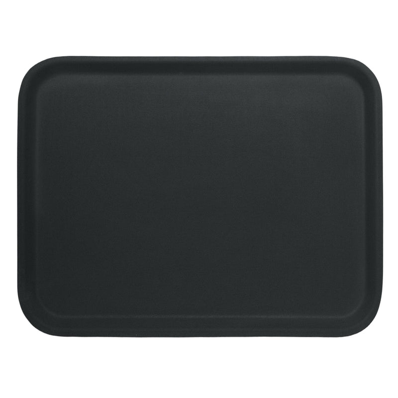 (12 sztuk) CAMBRO | CORFU – laminowana taca warstwowa – prostokątna – 360 x 460 mm – z antypoślizgową gumową powierzchnią – czarna na szarym tle