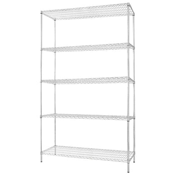 Regał stalowy - 1200x450mm - 5 półek - chrom - Prime Gastro