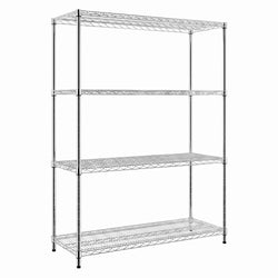 Regał – stal – 1500 x 450 mm – z 4 półkami – chromowany, zdjęcie 3 z 7