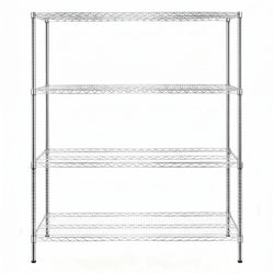 Regał – stal – 1500 x 450 mm – z 4 półkami – chromowany, zdjęcie 4 z 7
