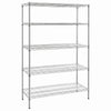 Regał – stal – 1500 x 450 mm – z 5 półkami – chromowany, zdjęcie 3 z 7