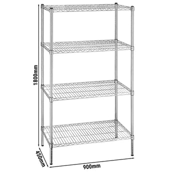 Regał stalowy - 900x450mm - 4 półki - chrom - Prime Gastro