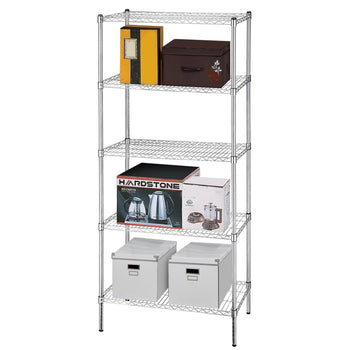 Regał stalowy - 900x450mm - 5 półek - chrom - Prime Gastro