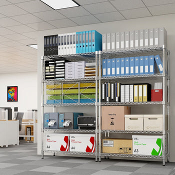 Regał stalowy - 900x450mm - 5 półek - chrom - Prime Gastro