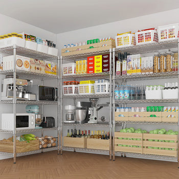 Regał stalowy - 900x450mm - 5 półek - chrom - Prime Gastro