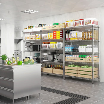 Regał stalowy - 1200x450mm - 5 półek - chrom - Prime Gastro