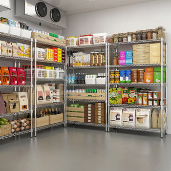 Regał stalowy - 900x450mm - 5 półek - chrom - Prime Gastro