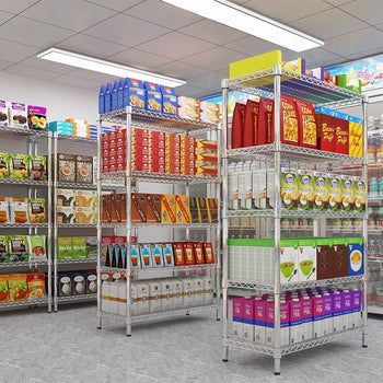 Regał stalowy - 900x450mm - 5 półek - chrom - Prime Gastro