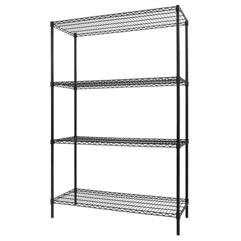 Regał stalowy - 1200 x 450 mm - 4 półki - czarny - Prime Gastro