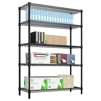 Regał stalowy - 1200 x 450 mm - 5 półek - czarny - Prime Gastro