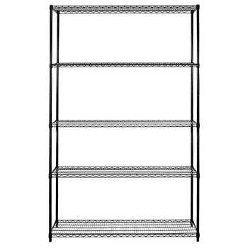 Regał stalowy - 1200 x 450 mm - 5 półek - czarny - Prime Gastro