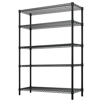 Regał stalowy - 1200 x 450 mm - 5 półek - czarny - Prime Gastro