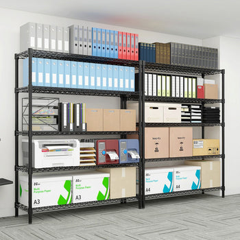 Regał stalowy - 1200 x 450 mm - 5 półek - czarny - Prime Gastro