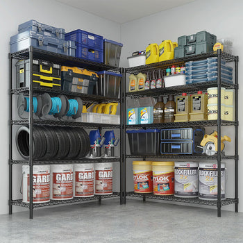 Regał stalowy - 1200 x 450 mm - 5 półek - czarny - Prime Gastro