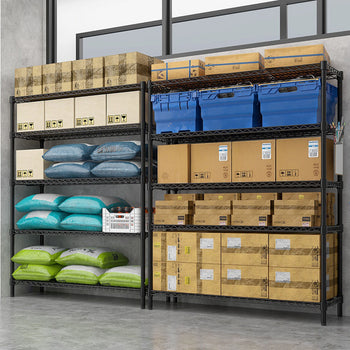 Regał stalowy - 1200 x 450 mm - 5 półek - czarny - Prime Gastro