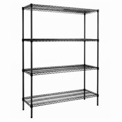 Regał – stal – 1500 x 450 mm – z 4 półkami – czarny, zdjęcie 3 z 7