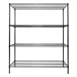 Regał – stal – 1500 x 450 mm – z 4 półkami – czarny, zdjęcie 4 z 7