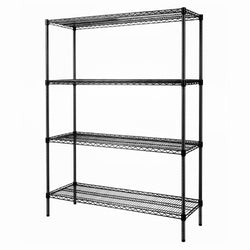 Regał – stal – 1500 x 450 mm – z 4 półkami – czarny, zdjęcie 5 z 7