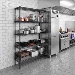 Regał – stal – 1500 x 450 mm – z 5 półkami – czarny, zdjęcie 7 z 7